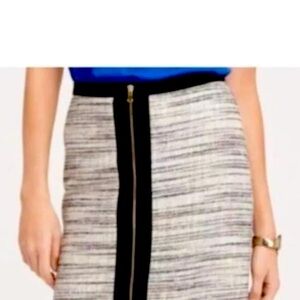 Ann Taylor Tweed Mini Skirt with Front Zip, Gold Hardware